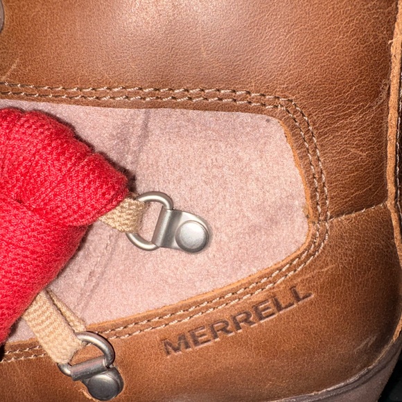 Merrell Women's Brown and Cream Lace Up Heeled Boots - Picture 3 of 5